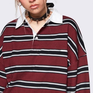 Camiseta Polo a Rayas Personalizada al por Mayor, Estilo Vintage, Manga Larga, 100% Algodón, Sudadera con Capucha a Rayas para Hombre - Product Image 3