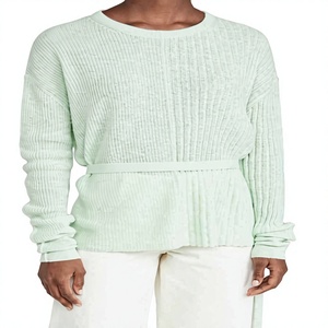 Pull décontracté pour femmes, hiver 2020, col rond, manches longues, tricoté à la main en laine/acrylique, avec appliques de logo brodé sur le devant - Product Image 1