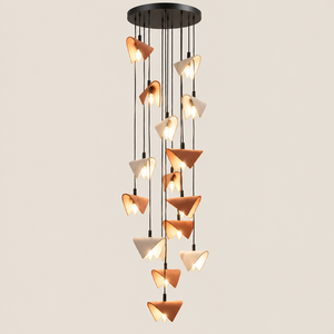 Lustre en céramique artistique personnalisé, forme géométrique conique, pour escalier, villa, hall d'entrée, prix d'usine en gros - Product Image 2