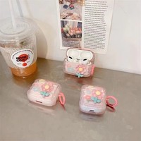 2025 nouveau cadre 3D rose cristal fleur vague et boucle de suspension pour Airpos Pro 1 2 3 4 étui sans fil Bluetooth Silicone couverture souple