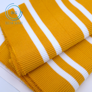 Tissu côtelé en tricot plat d'été en polyester 60/40 coton personnalisé 2X2 14Gg Cvc pour manchette de veste, col, ceinture, polo - Product Image 3