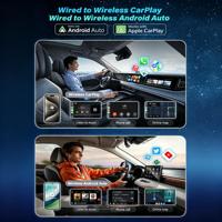 Adaptor Carplay Android Auto Nirkabel 3 in 1, Airplay Mirroring, Dongle USB Universal, Kotak WiFi Berkabel ke WiFi, Plug and Play, Pintar