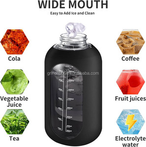 Pichet de bouteille <span class=keywords><strong>d</strong></span>'<span class=keywords><strong>eau</strong></span> en verre avec paille et poignée, bouteille <span class=keywords><strong>d</strong></span>'<span class=keywords><strong>eau</strong></span> avec marqueur de temps, gourde à large ouverture avec manchon en silicone - Product Image 5