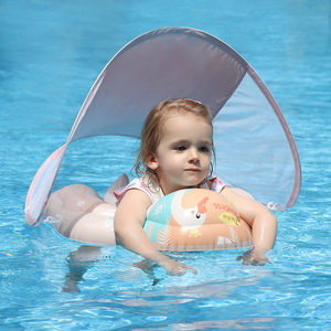 Gran oferta Swimbobo, infaltes para bebés, anillos rosas cómodos para nadar, entrenador de cintura inflable para niños, anillo de natación flotante para bebés con dosel - Product Image 1