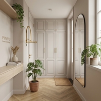 Armoire de chambre complète en composite résistant à l'humidité, placard de rangement autoportant pour entrée avec miroir