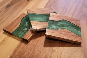 Posavasos de MDF ecológico hecho a mano, resina cuadrada de alta calidad, cuero blanco y negro clásico de Mantel Individual, alfombrillas clásicas de diseño personalizado - Product Image 5