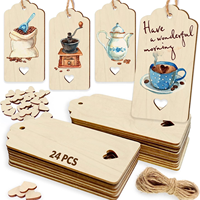 24 pièces bricolage artisanat étiquette en bois vierge inachevée étiquette en bois rectangulaire naturel avec coeur pour cadeau de décoration