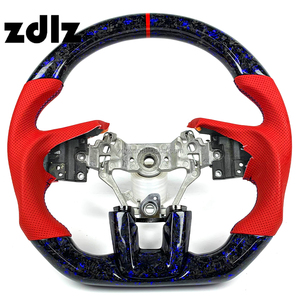 Volante de Coche <span class=keywords><strong>2022</strong></span> 2023 para Subaru VX WRX <span class=keywords><strong>STI</strong></span> <span class=keywords><strong>Forester</strong></span>, Personalizado, de Cuero Rojo Perforado, Fibra de Carbono Forjada - Product Image 1