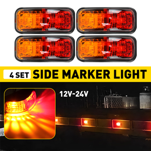 4Pcs <b>Red</b> Amber <b>LED</b> Clearance <b>Lights</b> Side Marker Lamps For Trailers Trucks Cars - Product Image 3