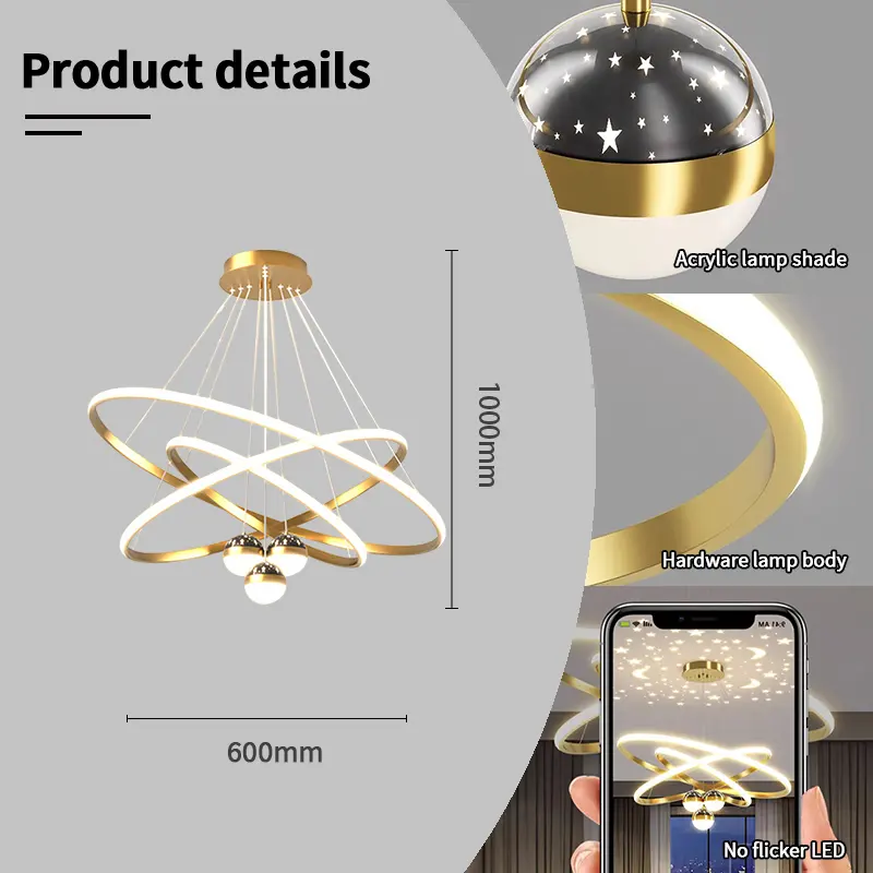 J & S Nordic Eenvoudige Kleur Hanglamp Keuken Kroonluchter Moderne Cirkel Linea Ring Rond Acryl Plafond Led Hanger Kroonluchter