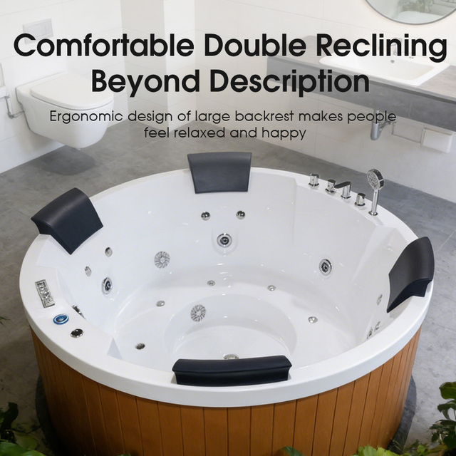 Swim SPA Hot Tub Round Shape Modern Outdoor 4 Person Hot Tub Spa Pool Massage Bathtub with Seats LED Light Spa Jacuzzier for Hotel Villa