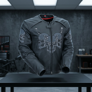 เสื้อแจ็กเก็ตหนังสำหรับนักขี่มอเตอร์ไซค์,เสื้อโค้ทสไตล์หัวกะโหลก - Product Image 3
