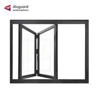 Fenêtre coulissante à double battant à valeur U de 1,87, écoénergétique, avec cadre en aluminium noir moderne, pour cuisine |   Aluguard