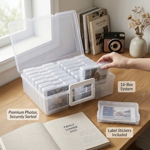 Boîte de rangement transparente en plastique pour photos, fournitures artistiques, avec poignée - Product Image 3