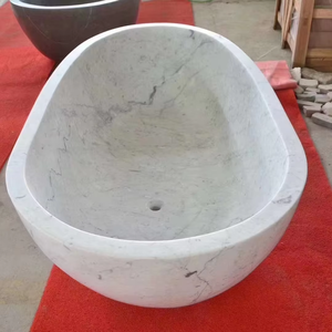 SW STONE Baignoire de <span class=keywords><strong>spa</strong></span> moderne autoportante de <span class=keywords><strong>luxe</strong></span>, baignoire ovale en pierre naturelle blanche personnalisée pour adultes, baignoire de salle de bain personnalisable - Product Image 4