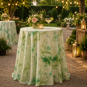 Nappe de table ronde sans couture de 120 pouces en faux <span class=keywords><strong>lin</strong></span> de couleur <span class=keywords><strong>vert</strong></span> olive, résistante aux plis, de haute qualité, pour mariage, banquet, événement - Product Image 1