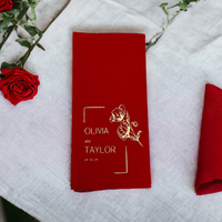 Serviette de table pliée en un seul pli rouge personnalisée avec poche pour couverts plaqués or 40*40cm 43*43cm