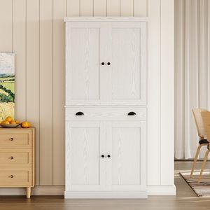 SENYU <b>White</b> Freestanding Kitchen Pantry Cabinet with Drawer and Sliding <b>Shelves</b> Multi-Functional Storage <b>Unit</b> - Product Image 3