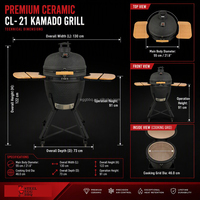 Parrilla Kamado SEB Directo de Fábrica, Parrilla de Carbón Cerámica de 21 Pulgadas, Ahumador Kamado, Parrillas para Barbacoa para Restaurantes al Aire Libre