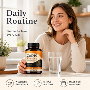 Complément alimentaire végétalien pour adultes à base de coenzyme Q10 OEM avec extrait de curcuma, Ubiquinol, 60 capsules, bienfaits antioxydants, soutien énergétique et immunitaire - Product Image 2