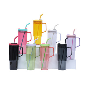 30oz 40oz ECO Friendly Products <strong>Plastic</strong> Cup <strong>clear</strong> Colored Acrylic <strong>Tumbler</strong> Beer Mugs <strong>Mason</strong> <strong>Jars</strong> with Handle and Colored Lids - Product Image 2