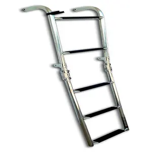 3 5 adımlar merdiven Suppliers-Isure tekne katlanabilir paslanmaz çelik 5 adımlar merdivenler W kauçuk sapları 2 + 3 adım