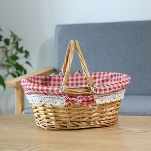 JY Wholesale Kids <strong>Picnic</strong> Set Willow Rattan Mini <strong>Picnic</strong> <strong>Baskets</strong> Circle Shape Dollhouse Party Favor Gift For Kids