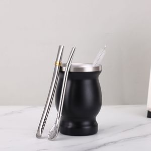 Tasse à thé argentine 230ML Power Matt ou Glossy Power Coated Tasse à gourde <span class=keywords><strong>Yerba</strong></span> Mate à double paroi en acier inoxydable avec Bombilla - Product Image 3