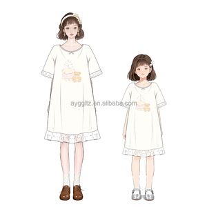Pyjama sur mesure 2026 en pur coton avec imprimé dessin animé et logo, doux, confortable, anti-humidité, toutes saisons, pour <span class=keywords><strong>mère</strong></span> et fille - Product Image 2