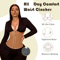 Faja corsé colombiana de entrenamiento con 25 varillas de acero, control de abdomen, efecto reloj de arena, con cremallera y gancho