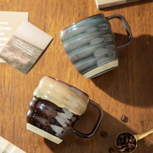 Taza de cerámica cocida al horno, taza en espiral de bronce, gran capacidad con asa, taza de café de estilo japonés para mujer - Product Image 5