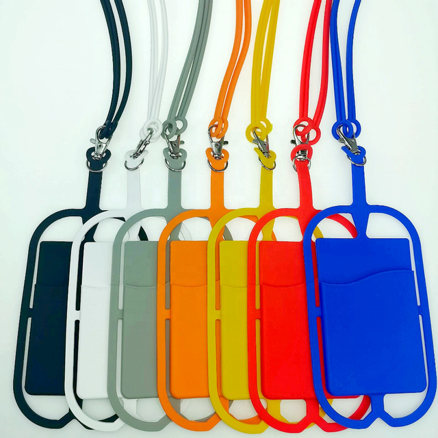 Silicone Lanyard Card Holder Mobile Phone Protector Silicone case Lazy Elastic Outdoor Lanyard Badge Mobile Phone Rope