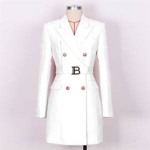 Giacca da <span class=keywords><strong>Donna</strong></span> Professionale in Stile Francese Primaverile con Vita Sottolineata, Modello Doppio Petto a Maniche Lunghe con Cintura - Product Image 4