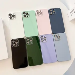 9D硅胶光泽钢化玻璃硬盖镜头保护手机外壳，适用于iPhone 14 Pro Max iPhone 13 15，带零售包装