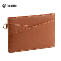 Dompet Kartu Kulit Tipis Anti RFID Wanita Custom Logo TWW107 dengan Kantong Resleting