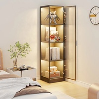 Moderner Massivholz-LED-Vitrinenschrank mit Glastüren Spielzeug- und Figurenausstellungsschrank Wohnmöbel Staubdichtes Design