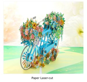 Compra uno y llévate tres | Tarjeta de Felicitación Creativa en 3D con Diseño de Cesta de Flores y Bicicleta para el Día de San Valentín - Product Image 1