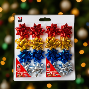 Lazo Decorativo Erpsl para Mascotas, 2 Pulgadas, Polipropileno, Dorado, Plateado, Rojo, Azul, Surtido, Paquete de 12, Reutilizable, Forma de Estrella Clásica, para Regalo - Product Image 3