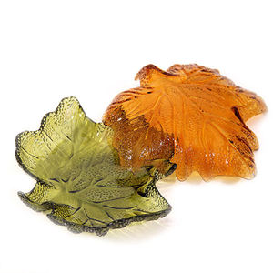 طبق بيع بالجملة من الشركة المصنعة للمطبخ أدوات طاولة غير منتظمة تصميم أوراق شجر طبق سلطة إبداعي طبق زجاجي للطعام - Product Image 5