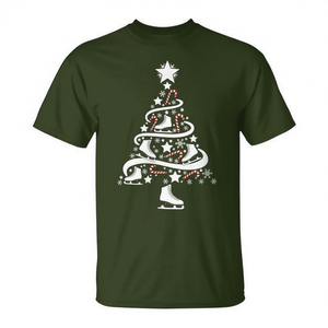 Camiseta navideña con diseño de árbol de Navidad y patinaje sobre hielo, diseño deportivo de invierno - Product Image 2