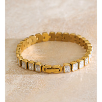 JINYOU 8315 Pulsera de Eslabones con Circonita Cúbica Geométrica Brillante de Moda, Pulsera Impermeable de Alta Calidad para Joyería de Boda