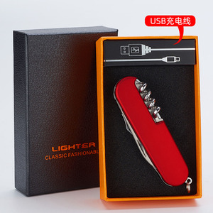 Đèn khò đa năng sạc <span class=keywords><strong>USB</strong></span>, tích hợp dao mở, tua vít, chất liệu kim loại, dùng ngoài trời - Product Image 4