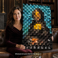 Uniart Art mural 3D Pop Art Moderne Mona Lisa Peinture en mosaïque de bois Art Décoration de salon Porche Couloir Peinture