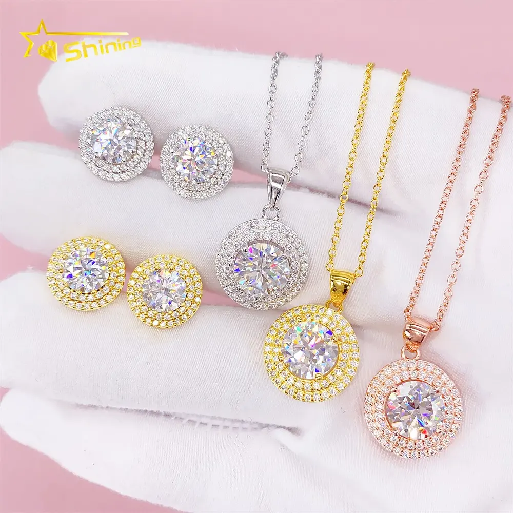 Nuovi Set di gioielli da donna gioielli in oro VVS Moissanite collana di diamanti ciondolo anelli gioielli da sposa Set da donna
