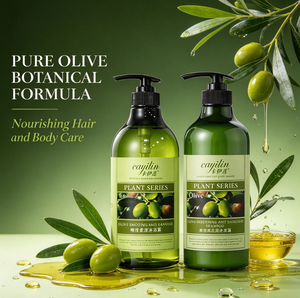 Ensemble shampoing et gel douche à l'huile d'olive Cayilin – Contrôle du sébum, volume moelleux, soin anti-pelliculaire et parfum longue durée - Product Image 4