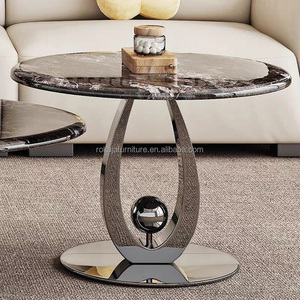 Phổ biến hình bầu dục Rỗng ra Đá Cẩm Thạch Bàn cà phê chân thép Bàn cà phê tròn đặt homemake sáng tạo tấm đá cẩm thạch hình bầu dục Bàn cà phê - Product Image 4