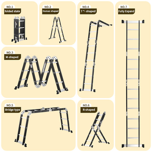 Échelle multifonction en aluminium certifiée EN131, échelle pliante 3/4/5 marches pour usage domestique, industriel, entrepôt, grenier - Product Image 2