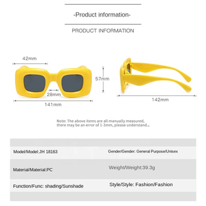 Gafas de Sol Cuadradas Y2K Color Caramelo, Modernas y Lindas, con Burbujas, Protección UV400, Rojas y Amarillas, Únicas, con Patillas Anchas - Product Image 3