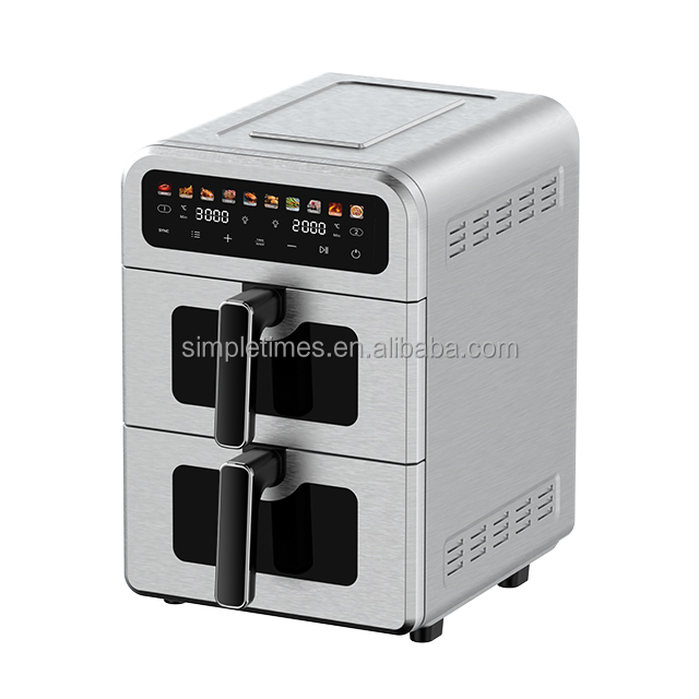 Electric Double Basket Air Fryer Oven with Dual Zone 11L Capacity LCD Display and Non Stick Surface