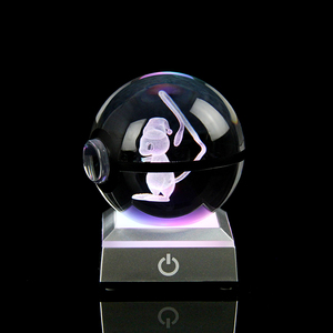 Boule de verre pokémon Pikachu Eevee Mewtwo 80mm, livraison directe, jouet pour chambre d'enfant, <span class=keywords><strong>veilleuse</strong></span> - Product Image 6